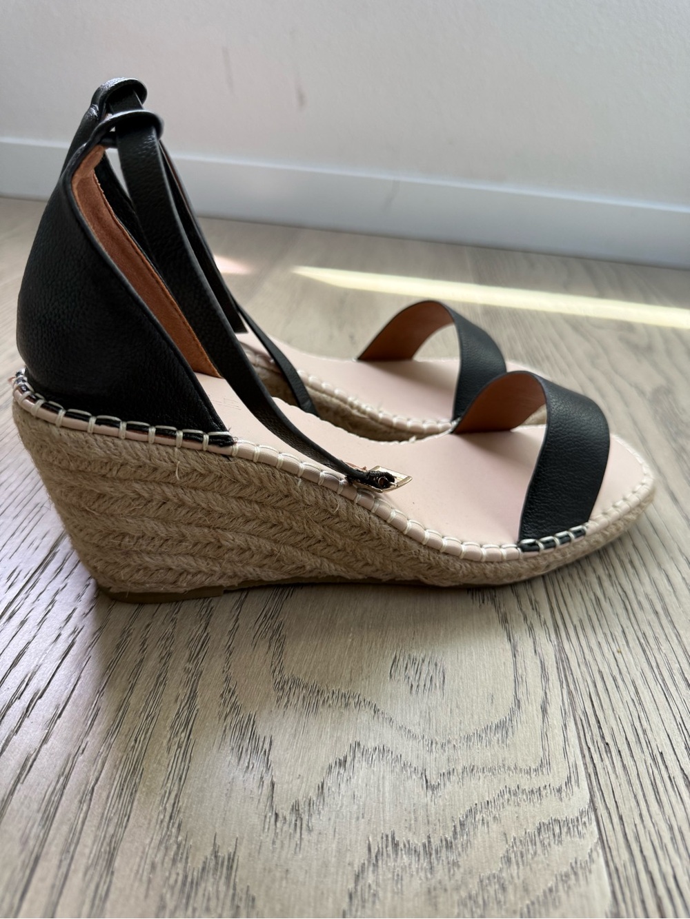 Women's Black Espadrille Wedge Sandals